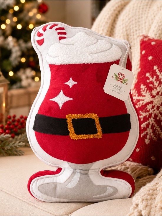 Other - Santa Cocoa Mug Christmas Throw Pillow Embroidered Holiday Accent NWT